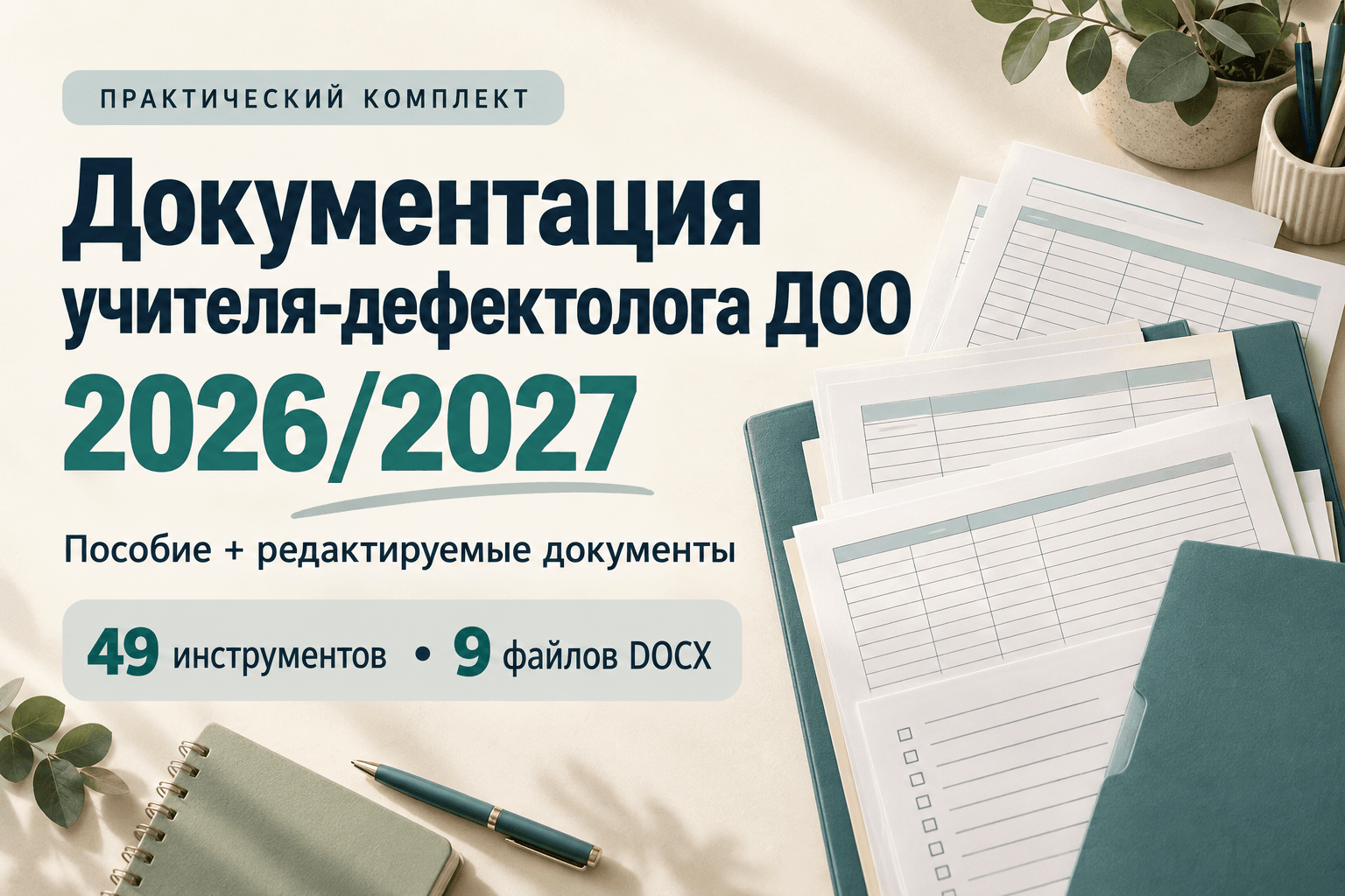 📂 В комплекте — методическое пособие и редактируемые материалы:

▫️ Годовой план, циклограмма и расписание.
▫️ Формы педагогического обследования.
▫️ Индивидуальное и подгрупповое планирование.
▫️ Учёт работы и мониторинг динамики.
▫️ Взаимодействие с педагогами, специалистами и ППк.
▫️ Консультации и рекомендации для родителей.
▫️ Аналитические материалы и учебные примеры заполнения.